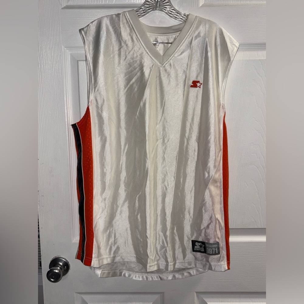 Starter White and Red Sleeveless Jersey
